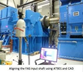 Photo of aligning the FAS input shaft using AT901 and CAD